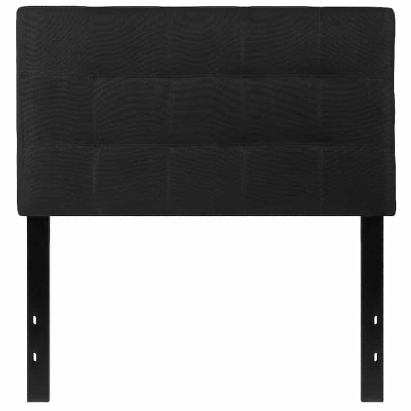 Bedford Tufted Upholstered Twin Size Headboard In Black Fabric