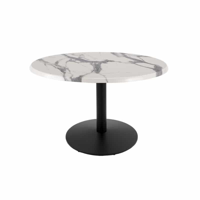 Indoor/Outdoor 30" Tall Od214 Black Table Base With 22" Diameter Foot And 36" Diameter Indoor/Outdoor Top By The Holland Bar Stool Co, Top Color: White Marble