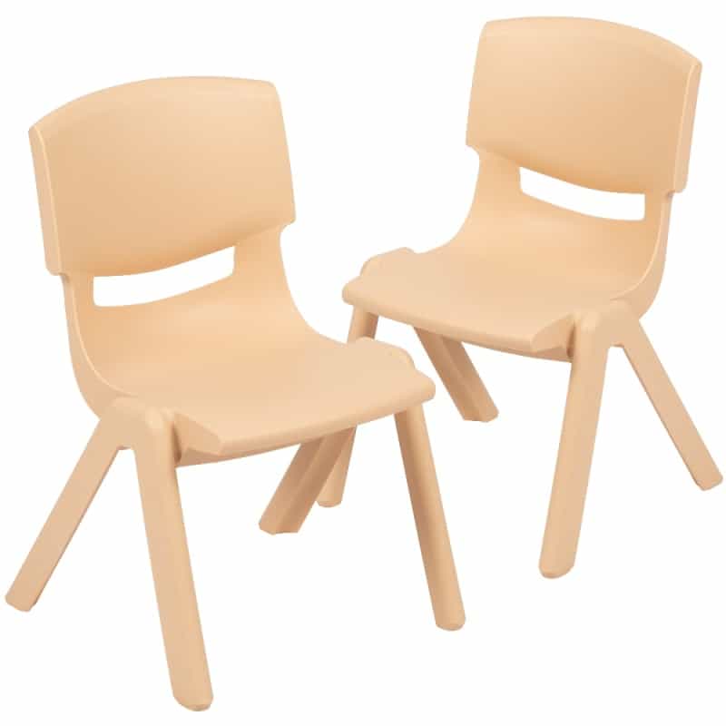 Whitney 2 Pack Natural Plastic Stackable School Chair With 12" Seat Height