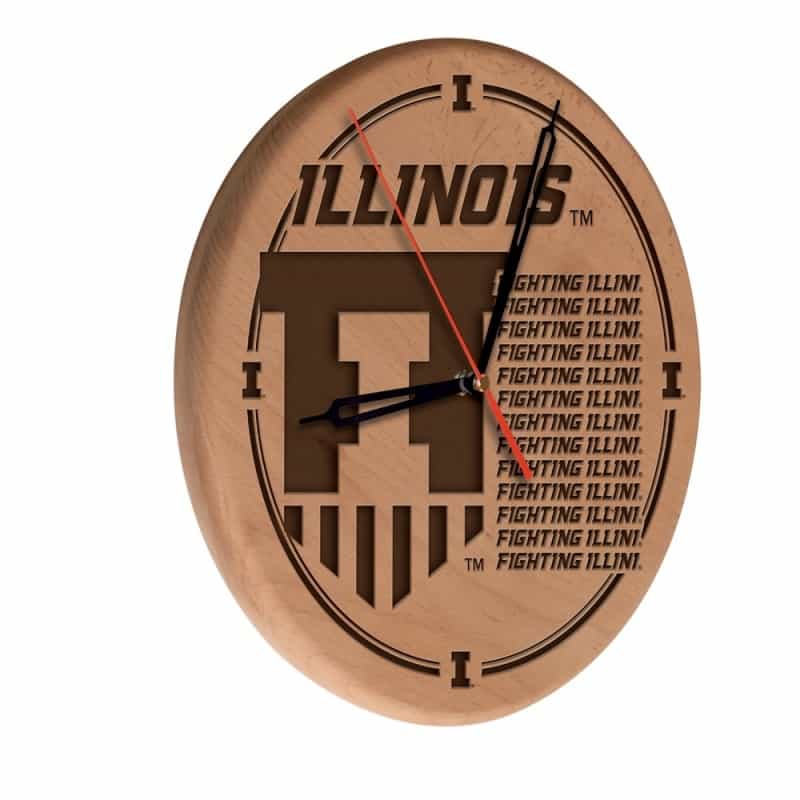 Illinois Laser Engraved Wood Clock By The Holland Bar Stool Co