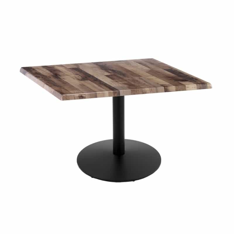 Indoor/Outdoor 30" Tall Od214 Black Table Base With 22" Diameter Foot And 36" X 36" Square Indoor/Outdoor Rustic Top By The Holland Bar Stool Co