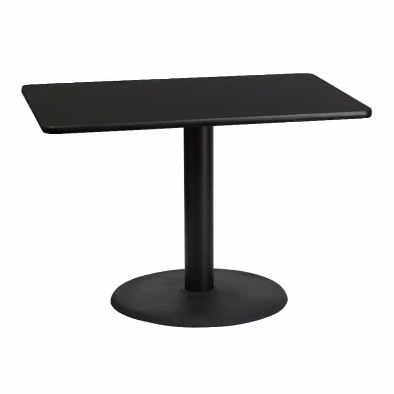 Stiles 30'' X 42'' Rectangular Black Laminate Table Top With 24'' Round Table Height Base