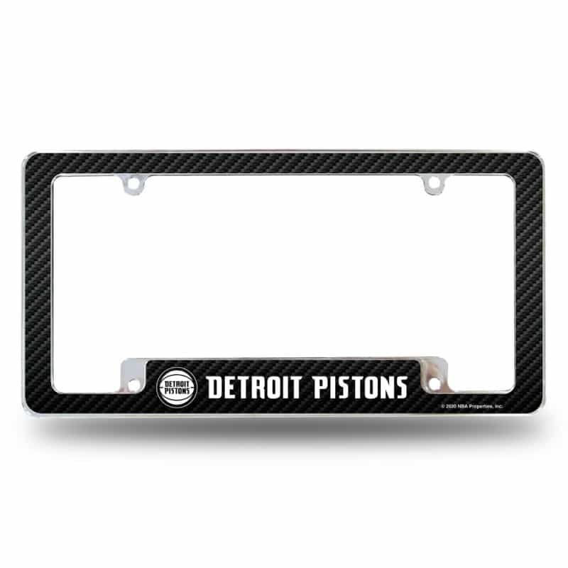 Rico Industries Nba Basketball Detroit Pistons Black 12" X 6" Chrome All Over Automotive License Plate Frame