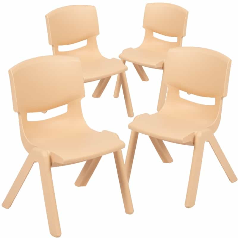 Whitney 4 Pack Natural Plastic Stackable School Chair With 12'' Seat Height