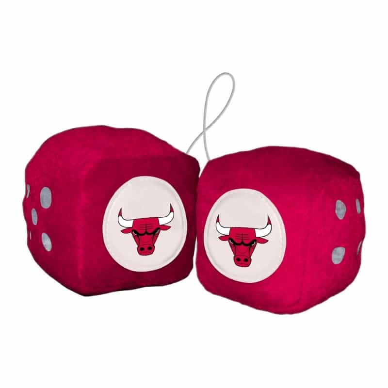 Chicago Bulls Team Color Fuzzy Dice Decor 3" Set