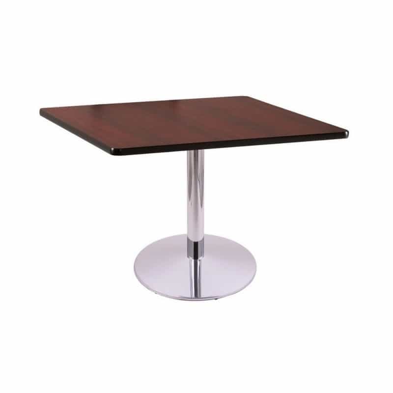 30" Tall Dining Height 214 Table With A Chrome Finish, 22" Diameter Round Footed Base And A Square Reversable (Black Or Dark Cherry) Top, Top Size: 36 X 36 Inch - Square