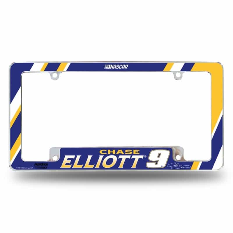 Rico Industries Nascar Racing Chase Elliott 12" X 6" Chrome All Over Automotive License Plate Frame