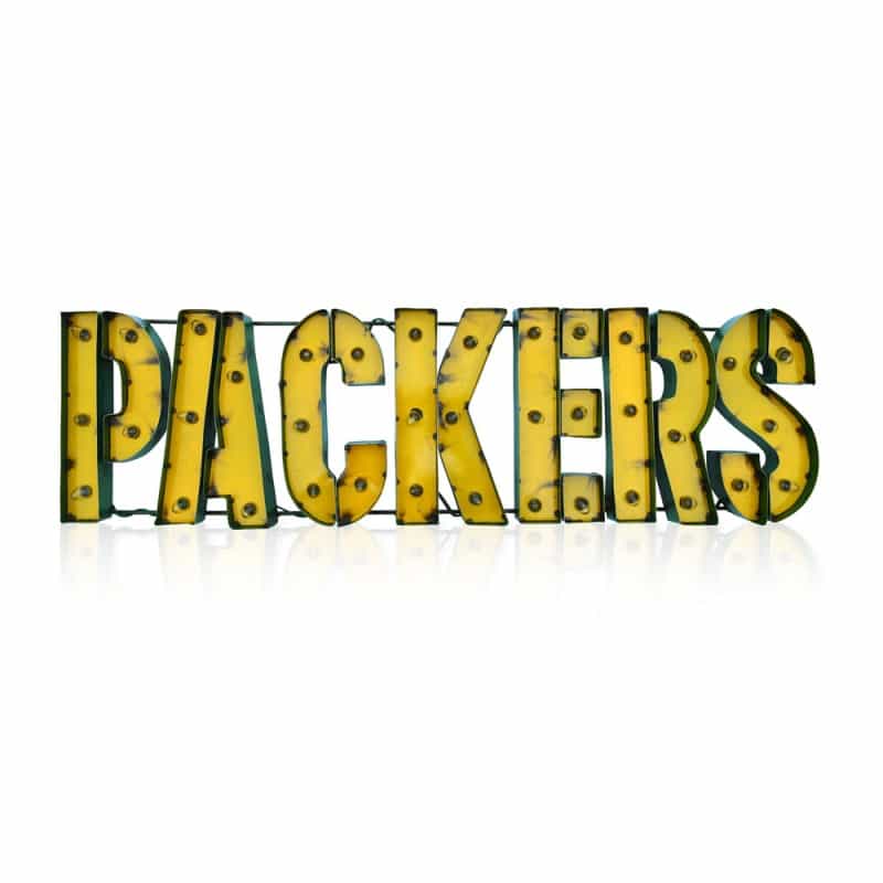 Green Bay Packers Lighted Recycled Metal Sign
