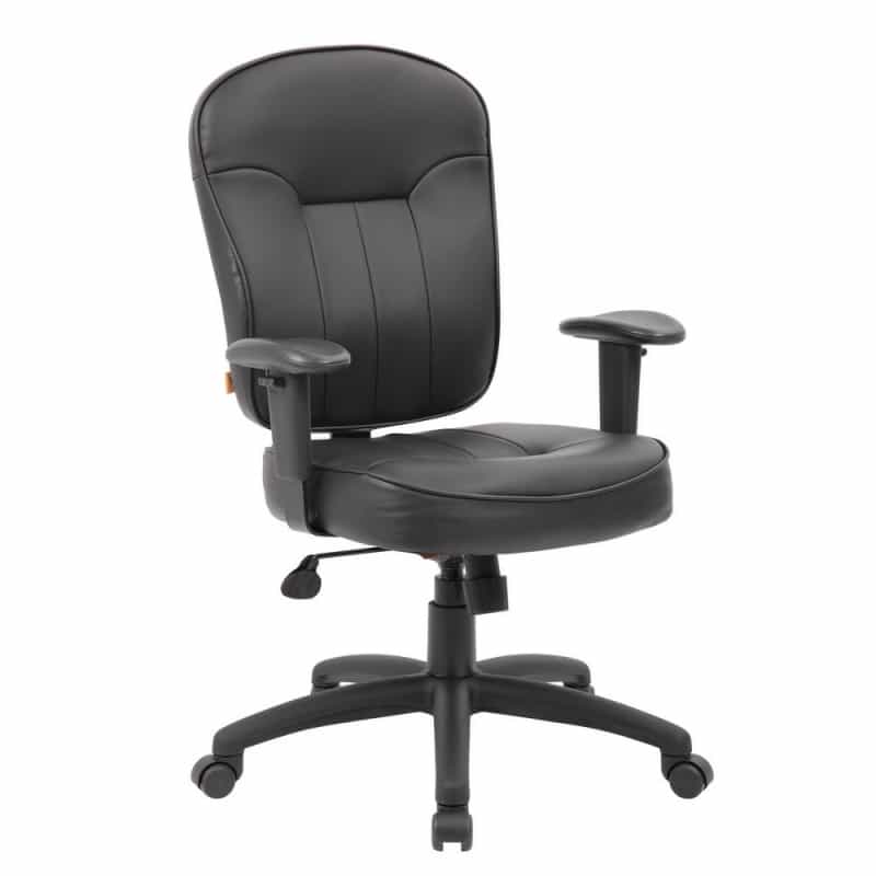 Boss Black Leather Task Chair W/ Adjustable Arms