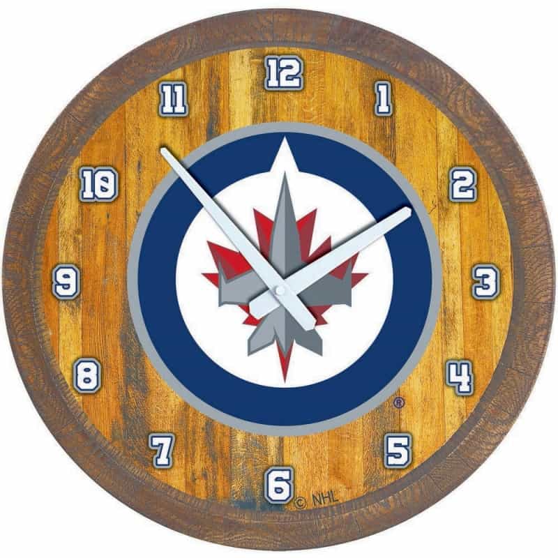 Winnipeg Jets: "Faux" Barrel Top Wall Clock