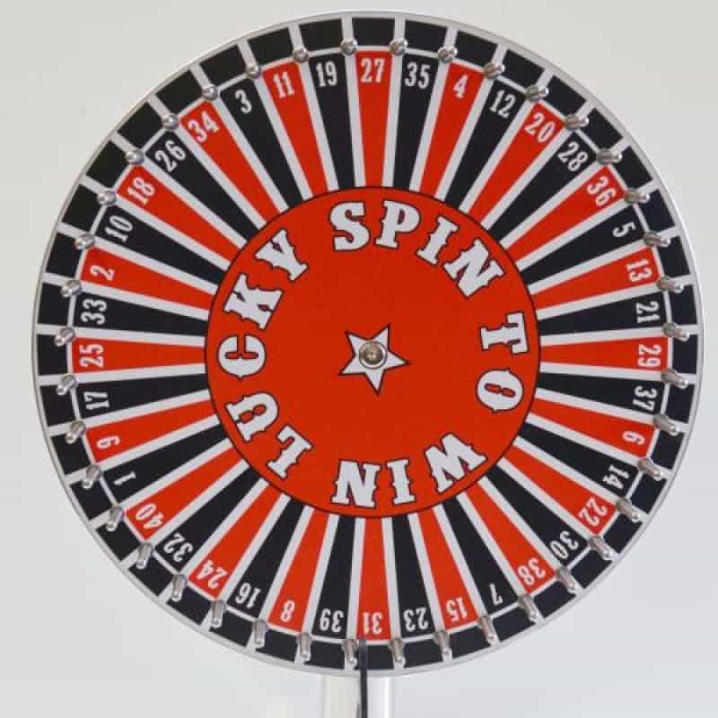 15.5 Inch Prize Wheel On Stand With 20 Numbers And With Laydown