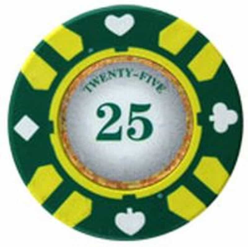 Stripe Suited V2 Clay Poker Chip $25 13.5G Sold By The Roll