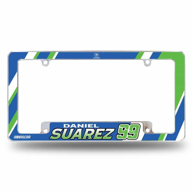 Rico Industries Nascar Racing Daniel Suarez 12" X 6" Chrome All Over Automotive License Plate Frame