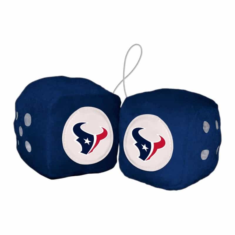 Houston Texans Team Color Fuzzy Dice Decor 3" Set