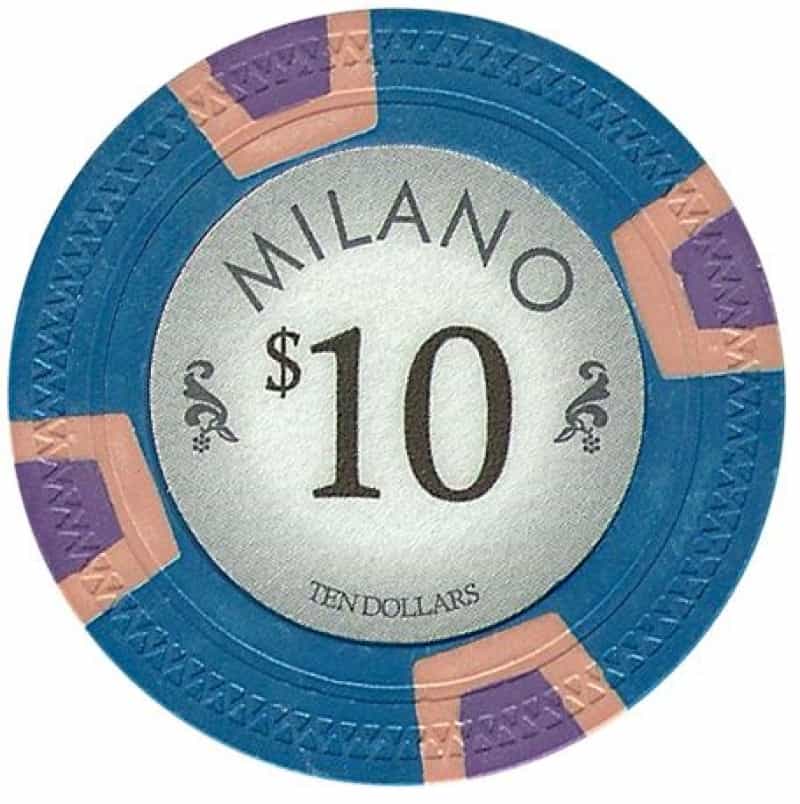 Milano 10 Gram Clay Poker Chip $10 Sold By The Roll Of 25Pcs