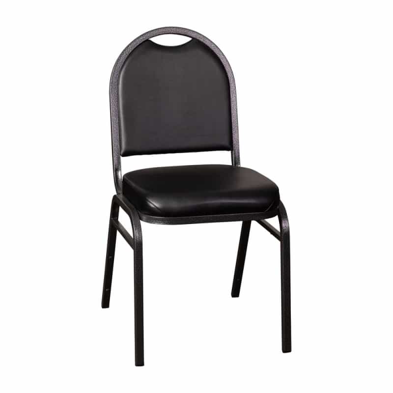 Hercules Series Commercial Grade 500 Lb. Capacity Dome Back Stacking Banquet Chair In Black Vinyl With Silver Vein Metal Frame
