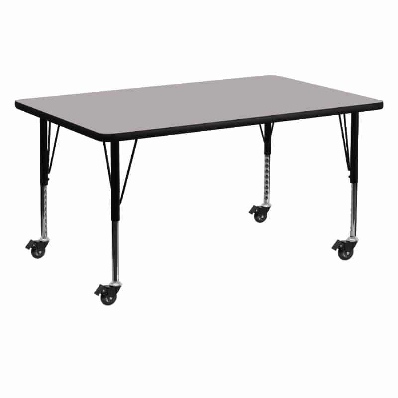 Wren Mobile 30''W X 60''L Rectangular Grey Hp Laminate Activity Table - Height Adjustable Short Legs