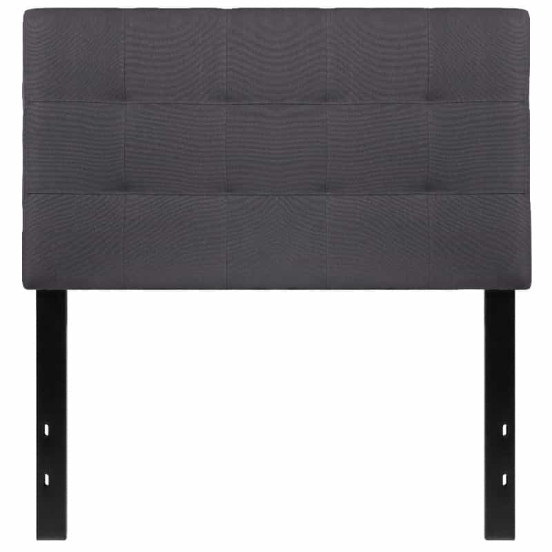 Bedford Tufted Upholstered Twin Size Headboard In Dark Gray Fabric