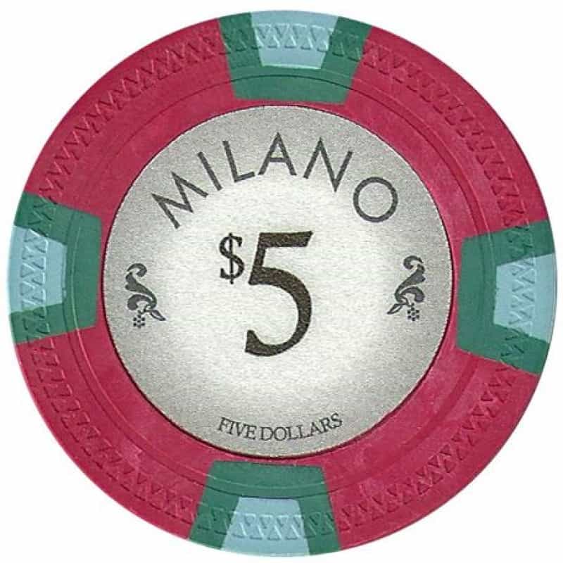 Milano 10 Gram Clay Poker Chip $5 Sold By The Roll Of 25Pcs