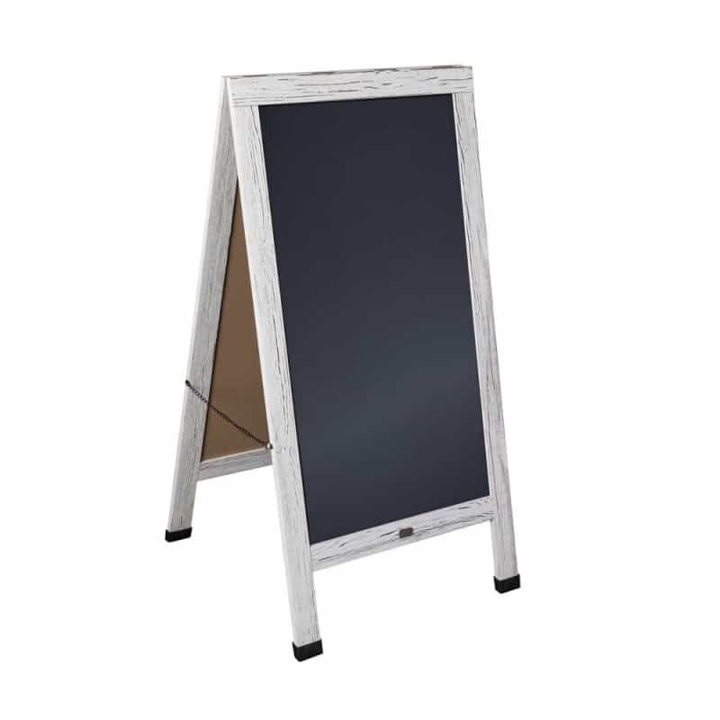 Canterbury Whitewashed 48X24 Vintage Wooden A-Frame Indoor/Outdoor A-Frame Magnetic Chalkboard Sign Set With 8 Chalk Markers, 10 Stencils, 2 Magnets