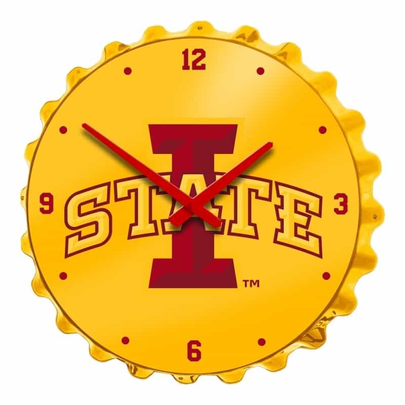 Isu Iowa State Cyclones Team Spirit Bottle Cap Wall Clock-Primary Logo