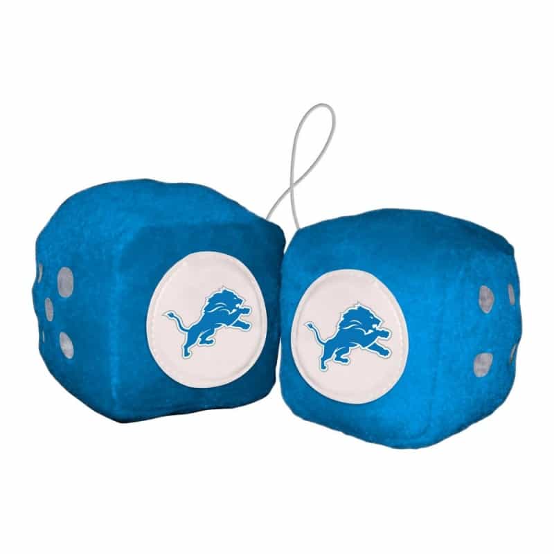 Detroit Lions Team Color Fuzzy Dice Decor 3" Set