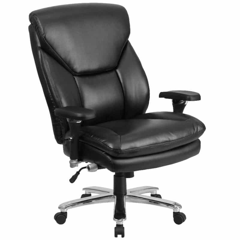 Hercules Series 24/7 Intensive Use Big & Tall 400 Lb. Rated Black Leathersoft Ergonomic Office Chair With Lumbar Knob