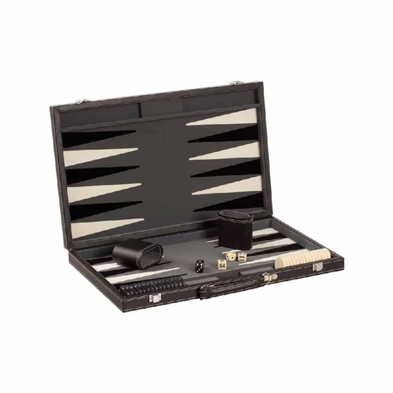 18" Black/White Backgammon (Inlaid Design)