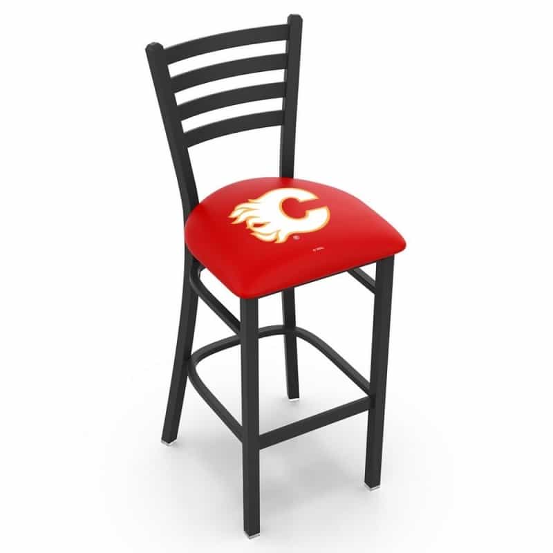 L004 Calgary Flames 25" Stationary Counter Stool With Black Wrinkle Finish