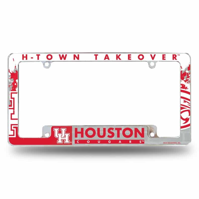 Rico Industries Ncaa Houston Cougars Primary 12" X 6" Chrome All Over Automotive License Plate Frame
