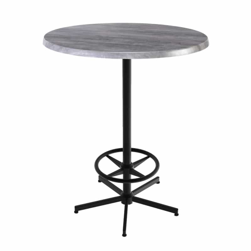Indoor/Outdoor 42" Tall Od216 Black Table Base With 30" Diameter Indoor/Outdoor Greystone Top By The Holland Bar Stool Co