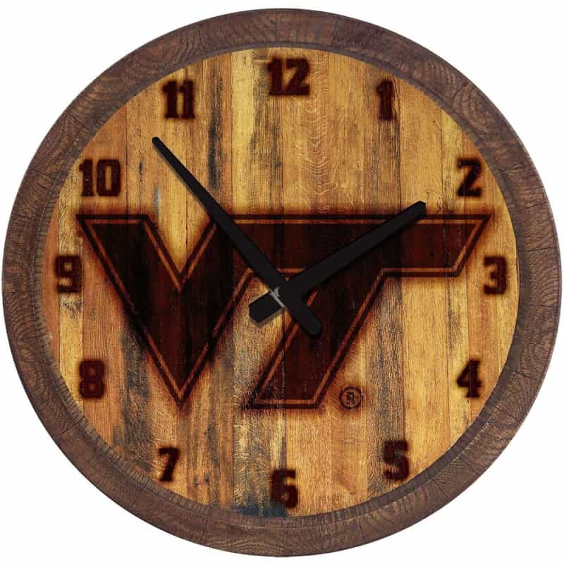 Virginia Tech Hokies: Branded Faux Barrel Top Wall Clock