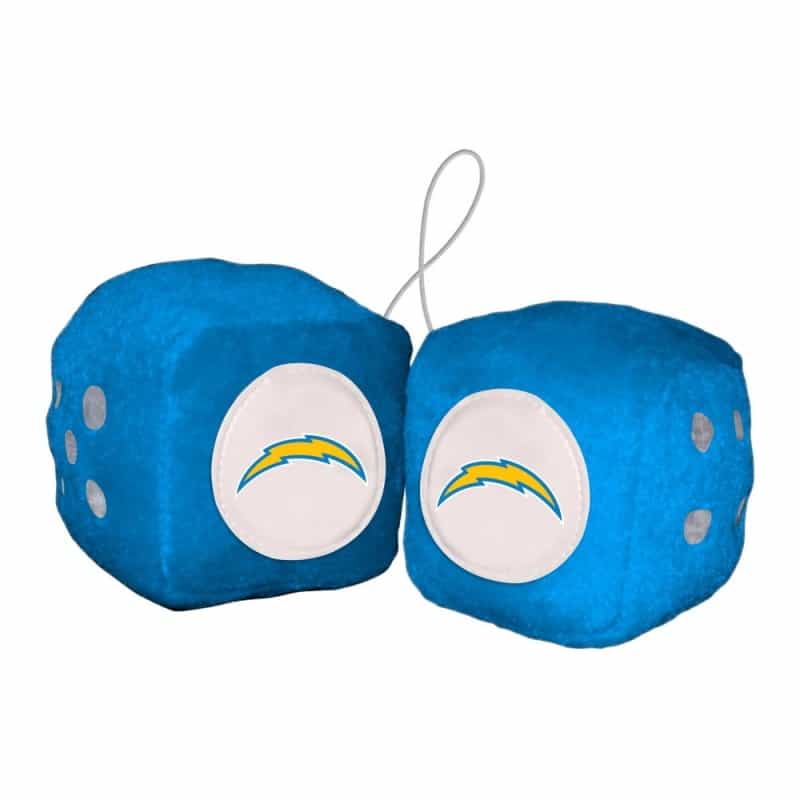 Los Angeles Chargers Team Color Fuzzy Dice Decor 3" Set