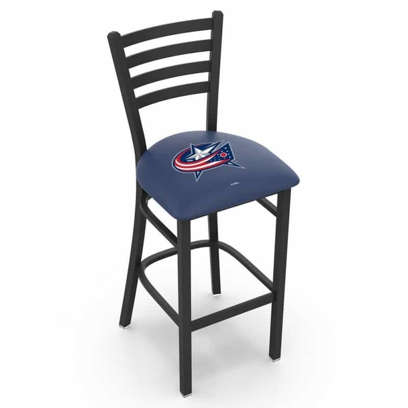 L004 Columbus Blue Jackets 30" Stationary Bar Stool With Black Wrinkle Finish