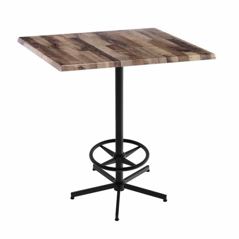 Indoor/Outdoor 42" Tall Od216 Black Table Base With 36" X 36" Square Indoor/Outdoor Rustic Top By The Holland Bar Stool Co
