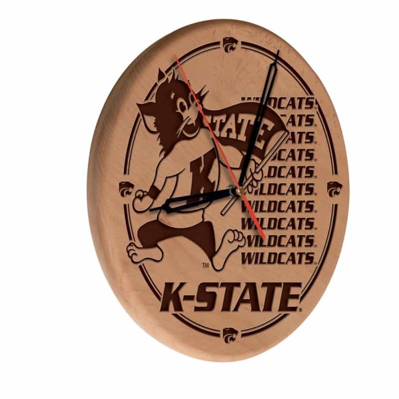 Kansas State Laser Engraved Wood Clock By The Holland Bar Stool Co