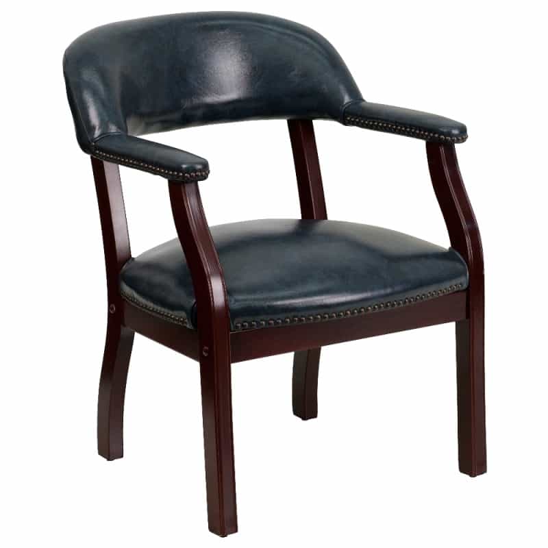 Diamond Navy Vinyl Luxurious Conference Chair With Accent Nail Trim