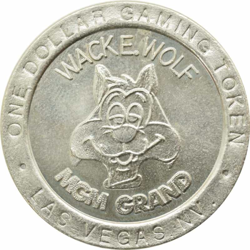 Mgm Grand Casino Las Vegas Nevada $1 "Wack E. Wolf." Token 1993
