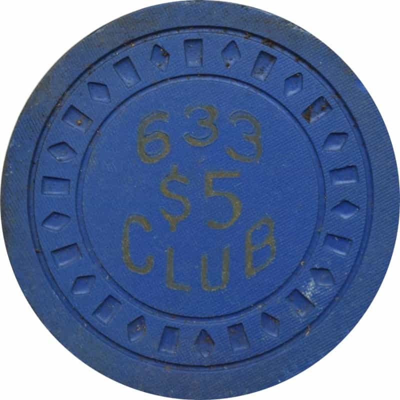633 Club/Flamingo Club Illegal Casino Newport Kentucky $5 Diasqr Chip