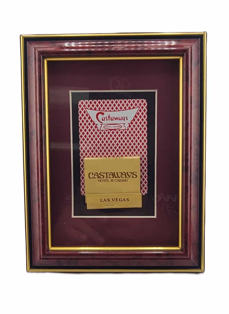 Vintage Casino 7 X 5 Frame Castaways Las Vegas Card With Matchbook Red
