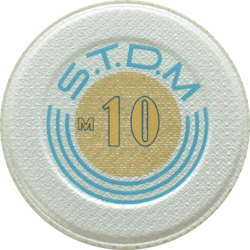 S.T.D.M. (Sociedade De Turismo E DiversõEs De Macau) Mop$10 Jeton (Silver With Blue)