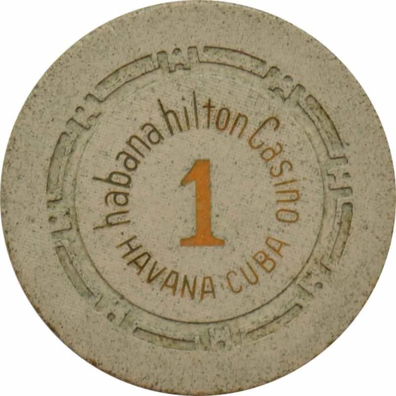 Habana Hilton Casino Havana Cuba Biege 1 Roulette Chip