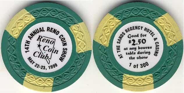 Sands Regency Casino Reno Nevada Coin Club $2.50 Chip 1999