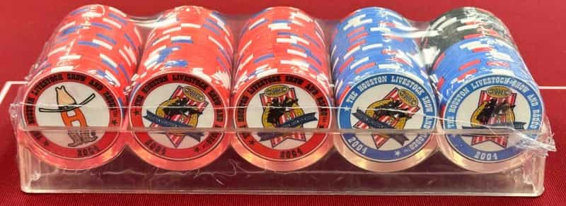 2004 Houston Livestock Show & Rodeo Chip Rack – Mixed Colors (100 Ceramic Chips)