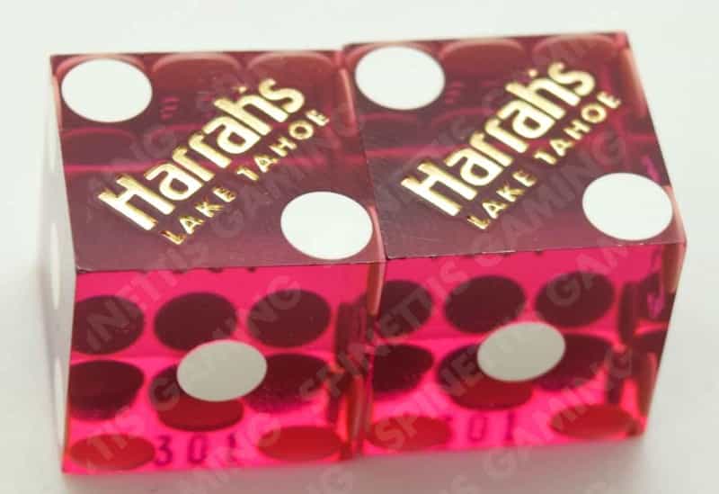 Harrah's Casino Lake Tahoe Nevada Purple Matching Number Pair Of Dice