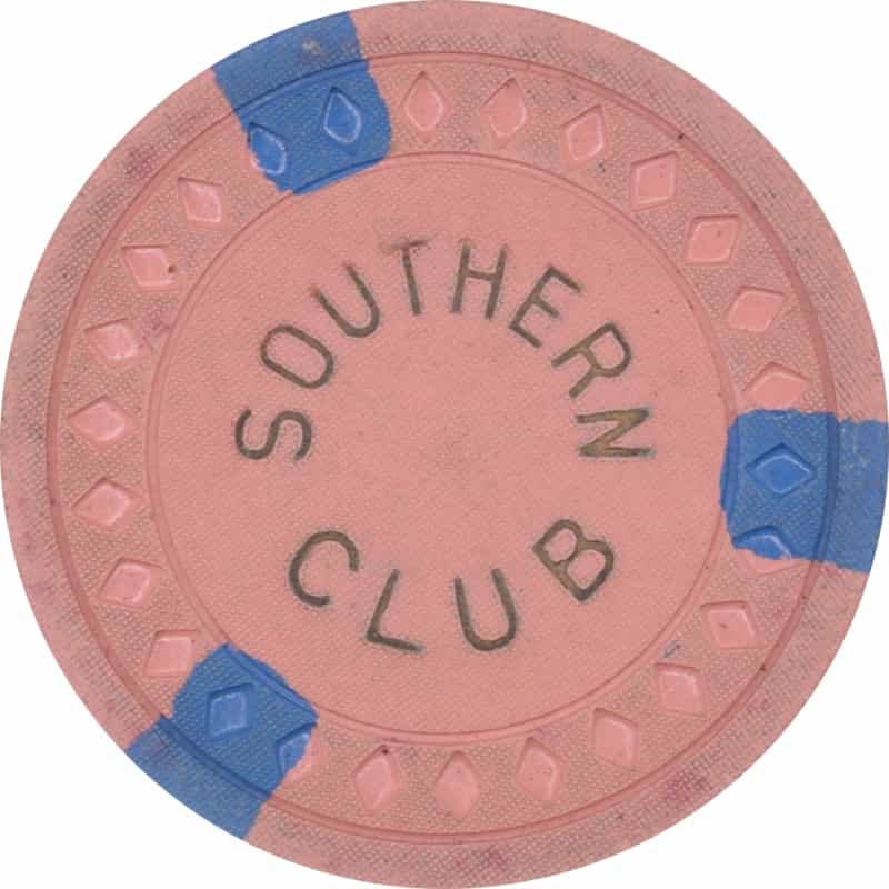 Southern Club Illegal Casino Hot Springs Arkansas $5 Chip Pink With Blue Edgespots