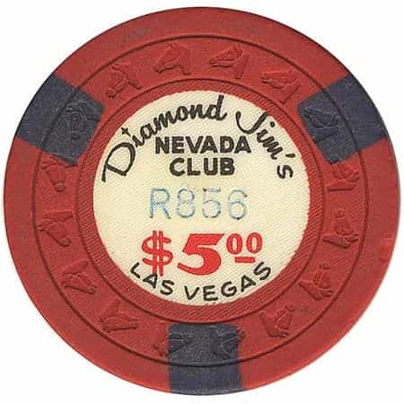 Diamond Jim's Nevada Club Casino Las Vegas Nevada $5 Chip 1963