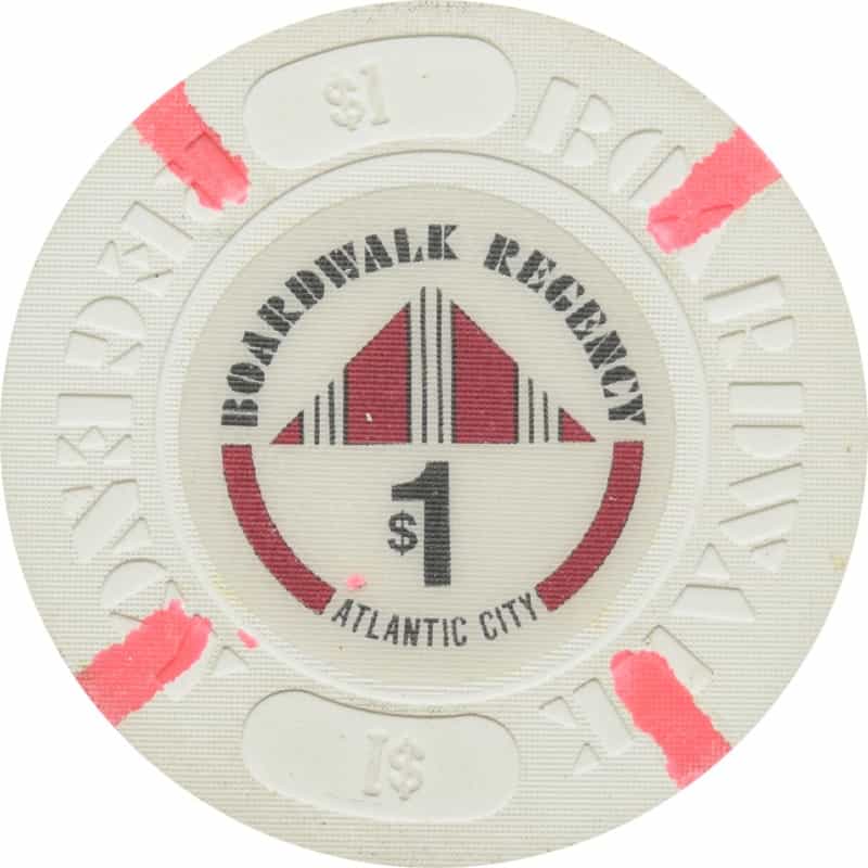 Boardwalk Regency Atlantic City Nj $1 Chip (Pink Edge Spots)