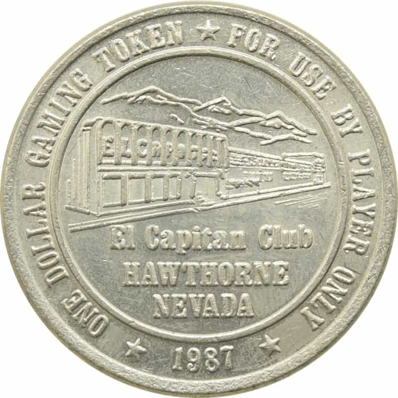 El Capitan Club Casino Hawthorne Nv $1 Token 1987