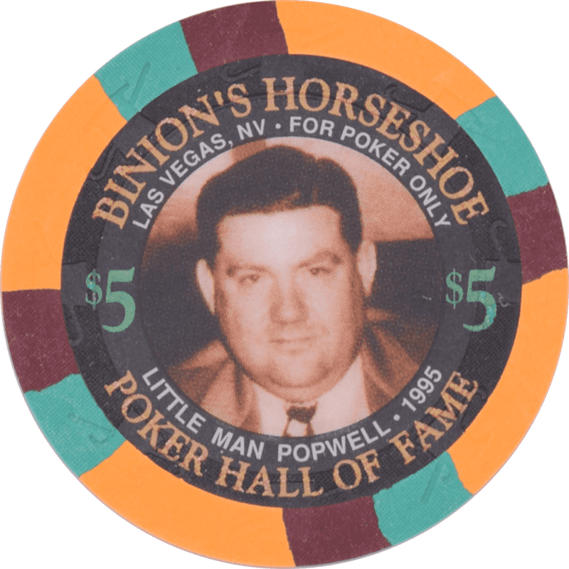 Horseshoe Club (Binion's) Casino Las Vegas Nevada $5 Hall Of Fame - Little Man Popwell Chip 1995 43Mm